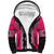 Pink Niho Taniwha Mix Poutama Sherpa Hoodie Unique Taniko Aotearoa