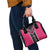 Pink Niho Taniwha Mix Poutama Shoulder Handbag Unique Taniko Aotearoa