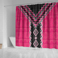 Pink Niho Taniwha Mix Poutama Shower Curtain Unique Taniko Aotearoa LT01 - Polynesian Pride