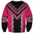 Pink Niho Taniwha Mix Poutama Sweatshirt Unique Taniko Aotearoa