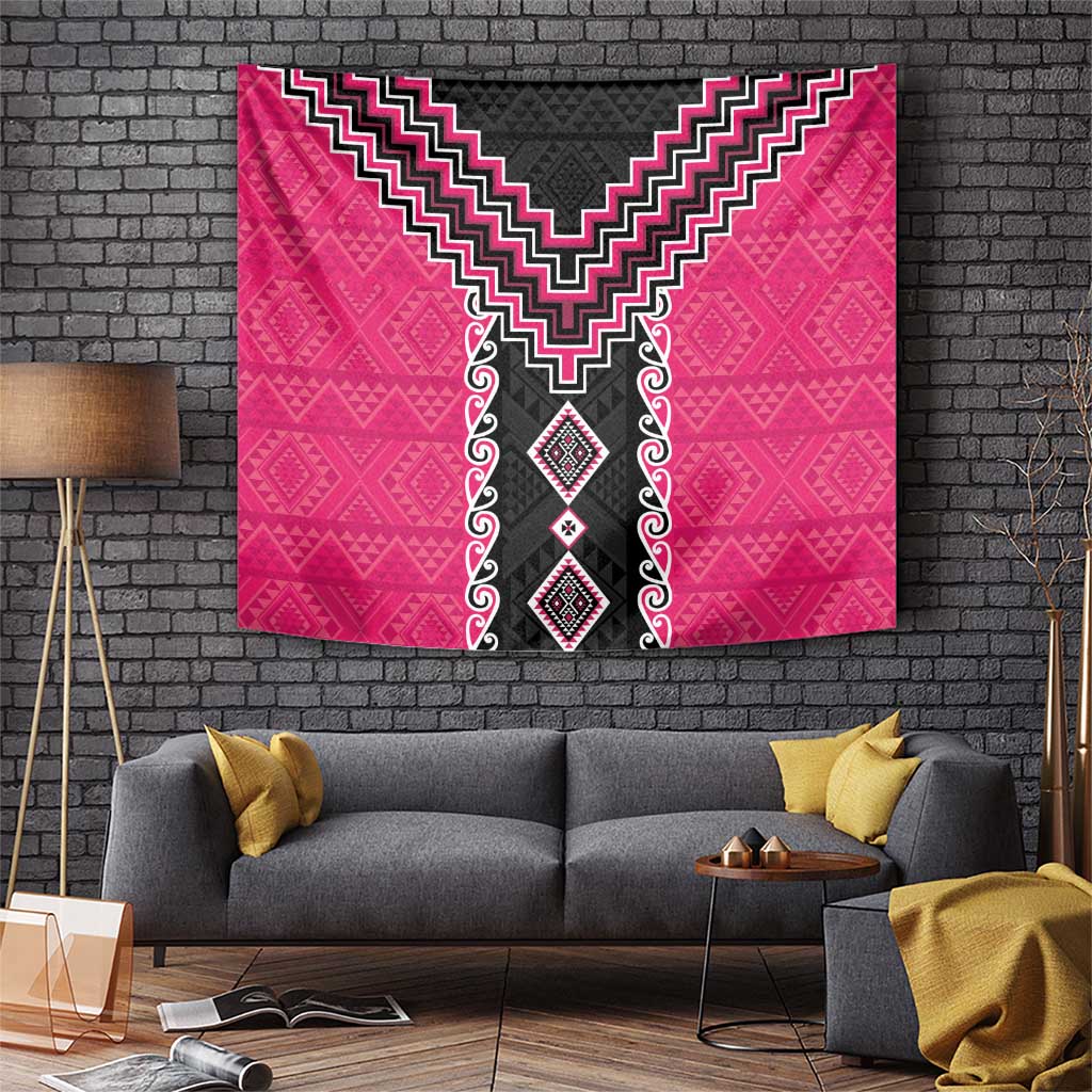 Pink Niho Taniwha Mix Poutama Tapestry Unique Taniko Aotearoa LT01 Pink - Polynesian Pride