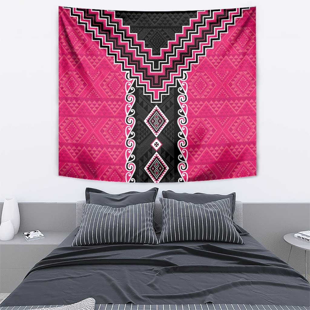 Pink Niho Taniwha Mix Poutama Tapestry Unique Taniko Aotearoa LT01 - Polynesian Pride