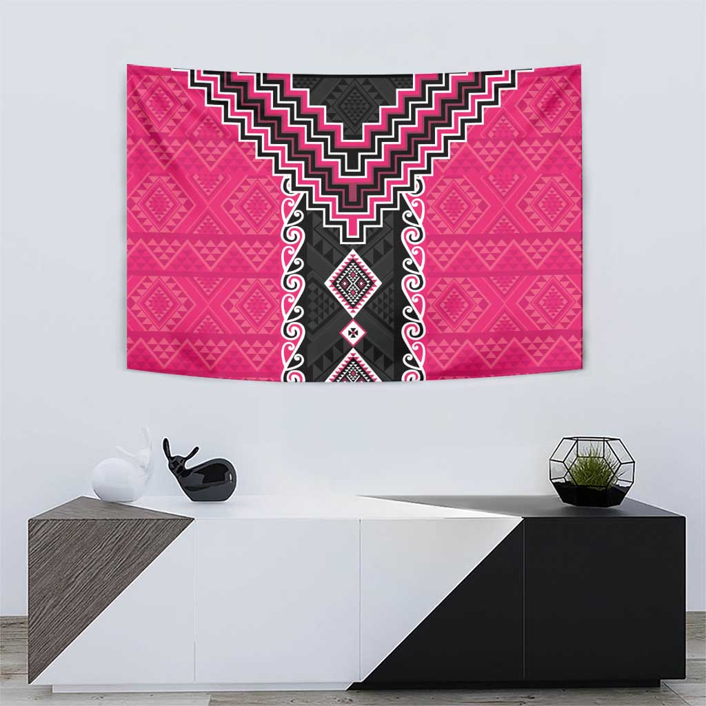 Pink Niho Taniwha Mix Poutama Tapestry Unique Taniko Aotearoa LT01 - Polynesian Pride