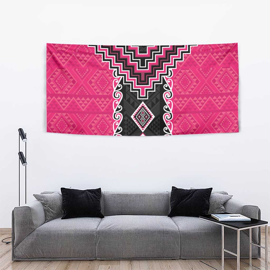 Pink Niho Taniwha Mix Poutama Tapestry Unique Taniko Aotearoa LT01 - Polynesian Pride