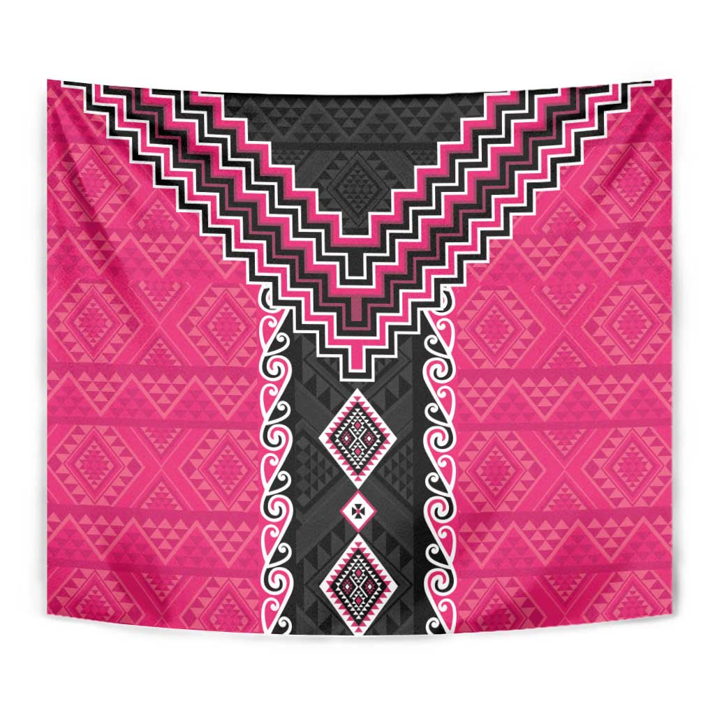 Pink Niho Taniwha Mix Poutama Tapestry Unique Taniko Aotearoa LT01 - Polynesian Pride