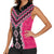 Pink Niho Taniwha Mix Poutama Women Sleeveless Polo Shirt Unique Taniko Aotearoa