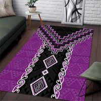 Purple Niho Taniwha Mix Poutama Area Rug Unique Taniko Aotearoa LT01 Purple - Polynesian Pride