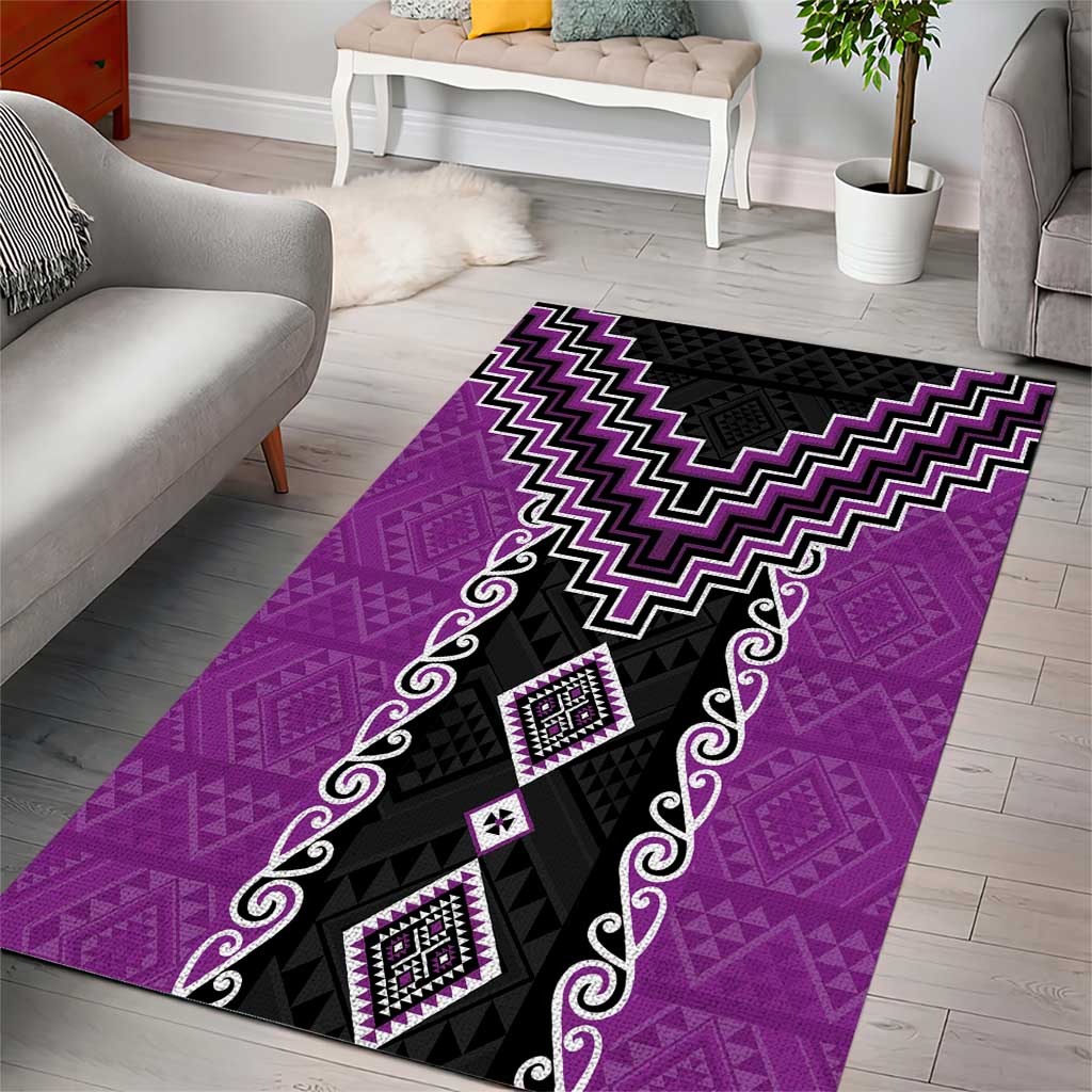 Purple Niho Taniwha Mix Poutama Area Rug Unique Taniko Aotearoa LT01 - Polynesian Pride