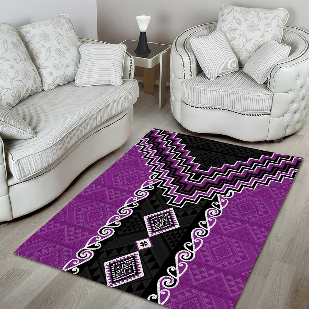Purple Niho Taniwha Mix Poutama Area Rug Unique Taniko Aotearoa LT01 - Polynesian Pride