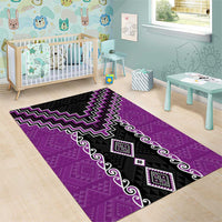 Purple Niho Taniwha Mix Poutama Area Rug Unique Taniko Aotearoa LT01 - Polynesian Pride