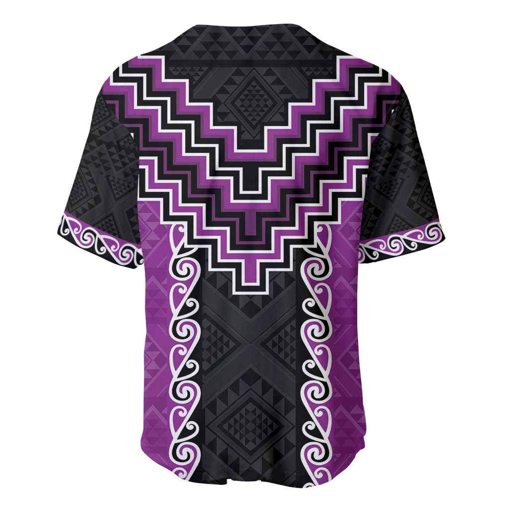 Purple Niho Taniwha Mix Poutama Baseball Jersey Unique Taniko Aotearoa LT01 - Polynesian Pride