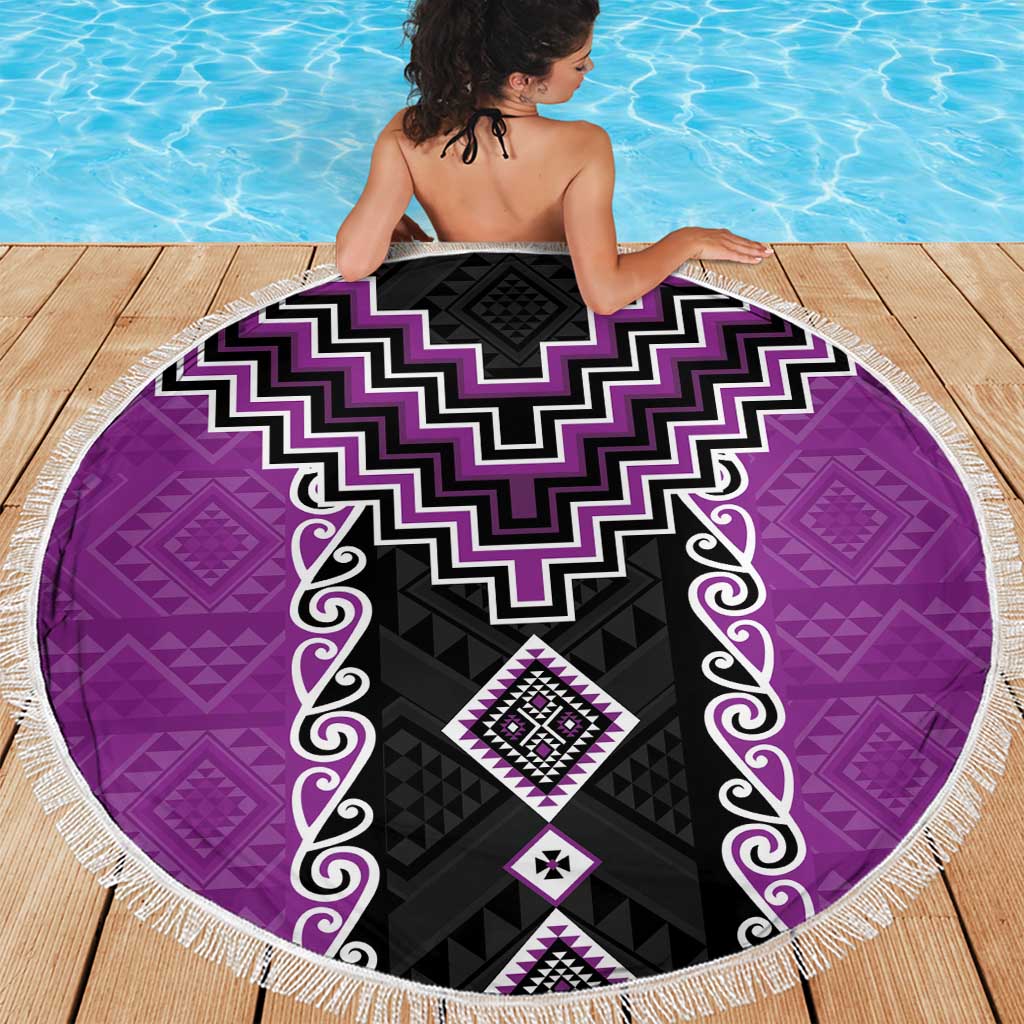 Purple Niho Taniwha Mix Poutama Beach Blanket Unique Taniko Aotearoa LT01 - Polynesian Pride