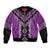 Purple Niho Taniwha Mix Poutama Bomber Jacket Unique Taniko Aotearoa