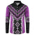 Purple Niho Taniwha Mix Poutama Button Sweatshirt Unique Taniko Aotearoa