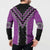 Purple Niho Taniwha Mix Poutama Button Sweatshirt Unique Taniko Aotearoa