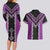 Purple Niho Taniwha Mix Poutama Couples Matching Long Sleeve Bodycon Dress and Hawaiian Shirt Unique Taniko Aotearoa