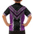 Purple Niho Taniwha Mix Poutama Family Matching Long Sleeve Bodycon Dress and Hawaiian Shirt Unique Taniko Aotearoa