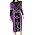 Purple Niho Taniwha Mix Poutama Family Matching Long Sleeve Bodycon Dress and Hawaiian Shirt Unique Taniko Aotearoa