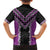 Purple Niho Taniwha Mix Poutama Family Matching Short Sleeve Bodycon Dress and Hawaiian Shirt Unique Taniko Aotearoa