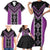 Purple Niho Taniwha Mix Poutama Family Matching Short Sleeve Bodycon Dress and Hawaiian Shirt Unique Taniko Aotearoa