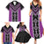 Purple Niho Taniwha Mix Poutama Family Matching Summer Maxi Dress and Hawaiian Shirt Unique Taniko Aotearoa