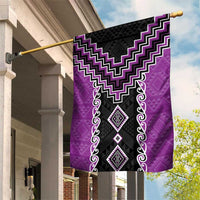 Purple Niho Taniwha Mix Poutama Garden Flag Unique Taniko Aotearoa LT01 House Flag Purple - Polynesian Pride