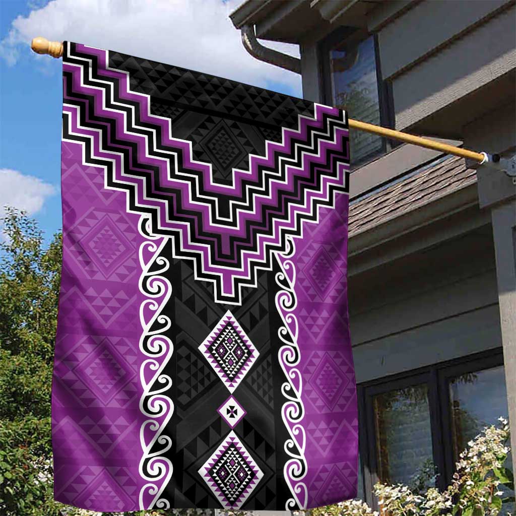Purple Niho Taniwha Mix Poutama Garden Flag Unique Taniko Aotearoa LT01 - Polynesian Pride