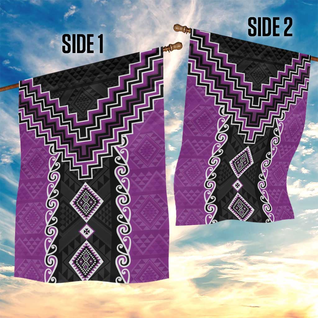 Purple Niho Taniwha Mix Poutama Garden Flag Unique Taniko Aotearoa LT01 - Polynesian Pride