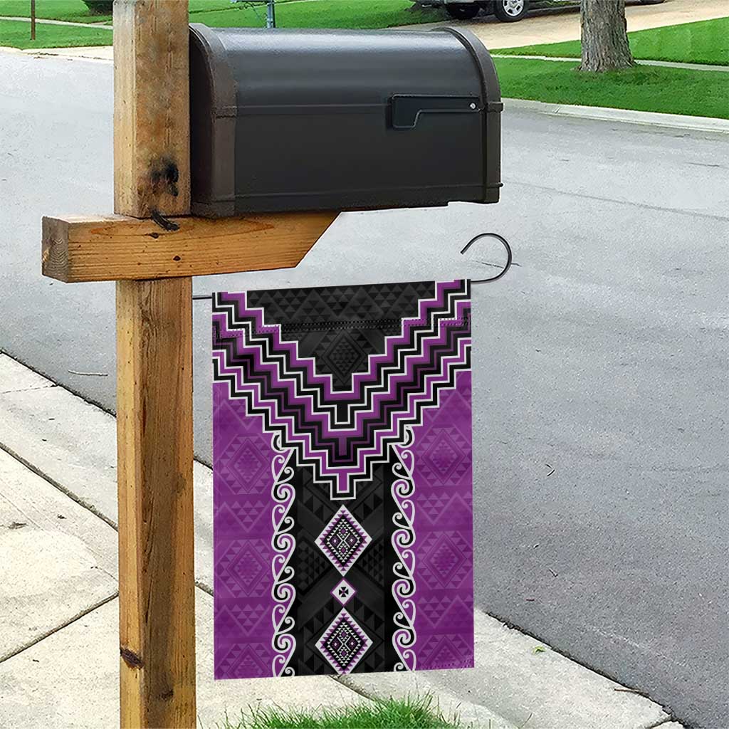 Purple Niho Taniwha Mix Poutama Garden Flag Unique Taniko Aotearoa LT01 - Polynesian Pride