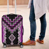 Purple Niho Taniwha Mix Poutama Luggage Cover Unique Taniko Aotearoa LT01 Purple - Polynesian Pride