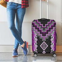 Purple Niho Taniwha Mix Poutama Luggage Cover Unique Taniko Aotearoa LT01 - Polynesian Pride