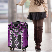 Purple Niho Taniwha Mix Poutama Luggage Cover Unique Taniko Aotearoa LT01 - Polynesian Pride