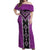 Purple Niho Taniwha Mix Poutama Off Shoulder Maxi Dress Unique Taniko Aotearoa