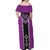 Purple Niho Taniwha Mix Poutama Off Shoulder Maxi Dress Unique Taniko Aotearoa