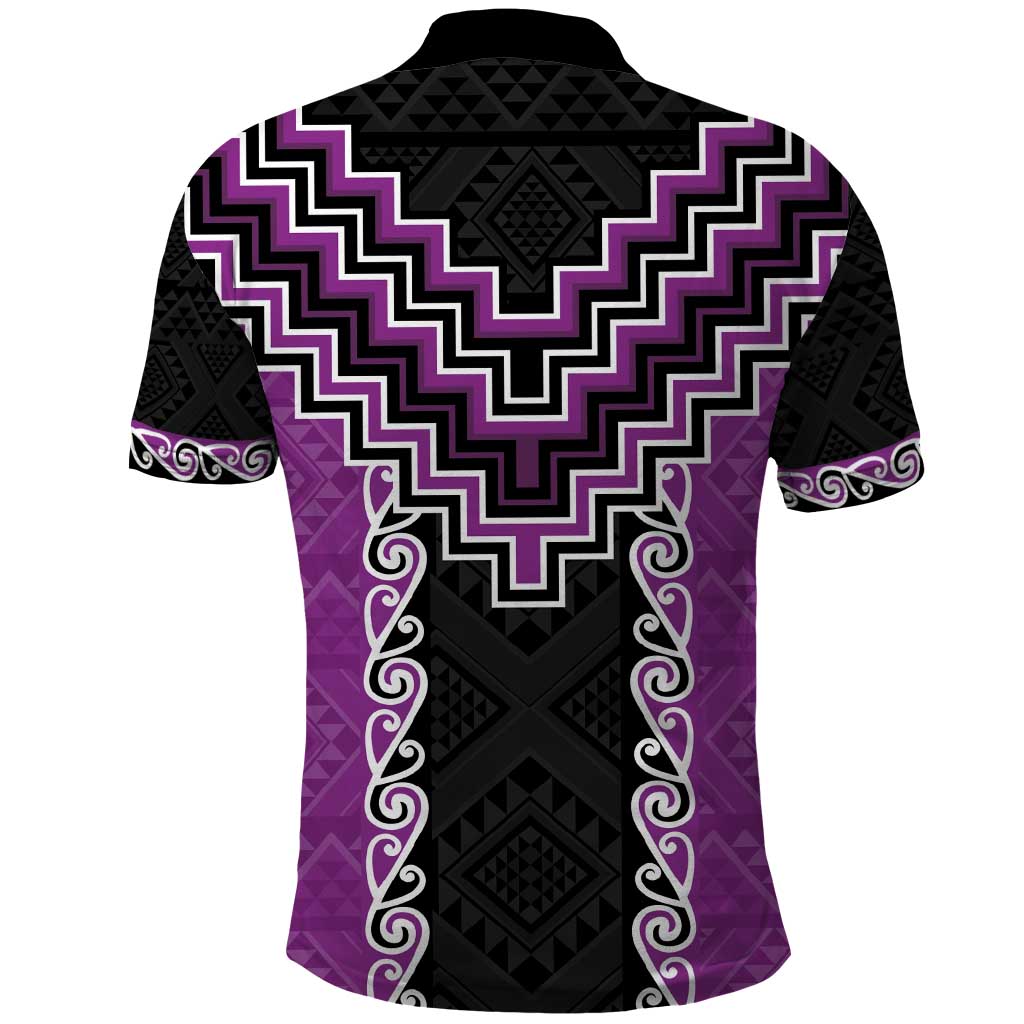 Purple Niho Taniwha Mix Poutama Polo Shirt Unique Taniko Aotearoa LT01 - Polynesian Pride