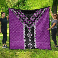 Purple Niho Taniwha Mix Poutama Quilt Unique Taniko Aotearoa LT01 - Polynesian Pride