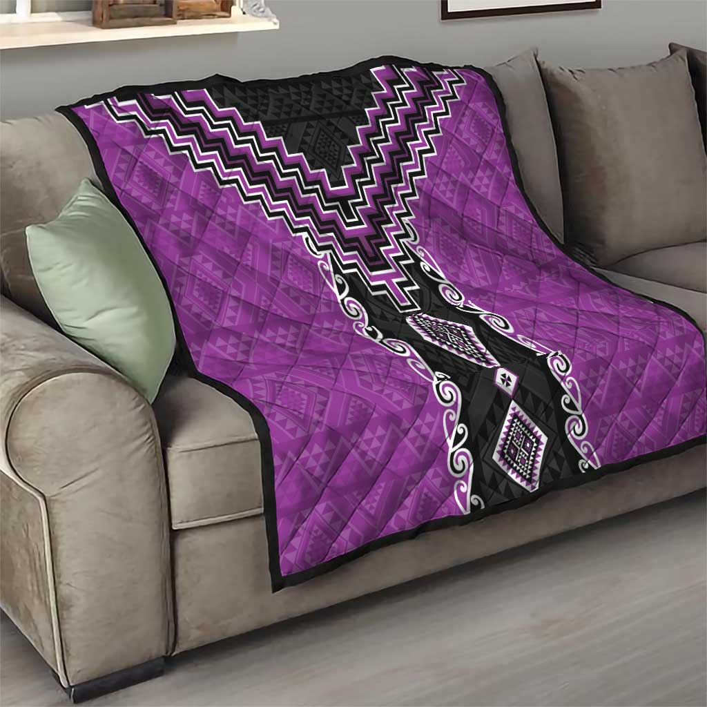 Purple Niho Taniwha Mix Poutama Quilt Unique Taniko Aotearoa LT01 - Polynesian Pride