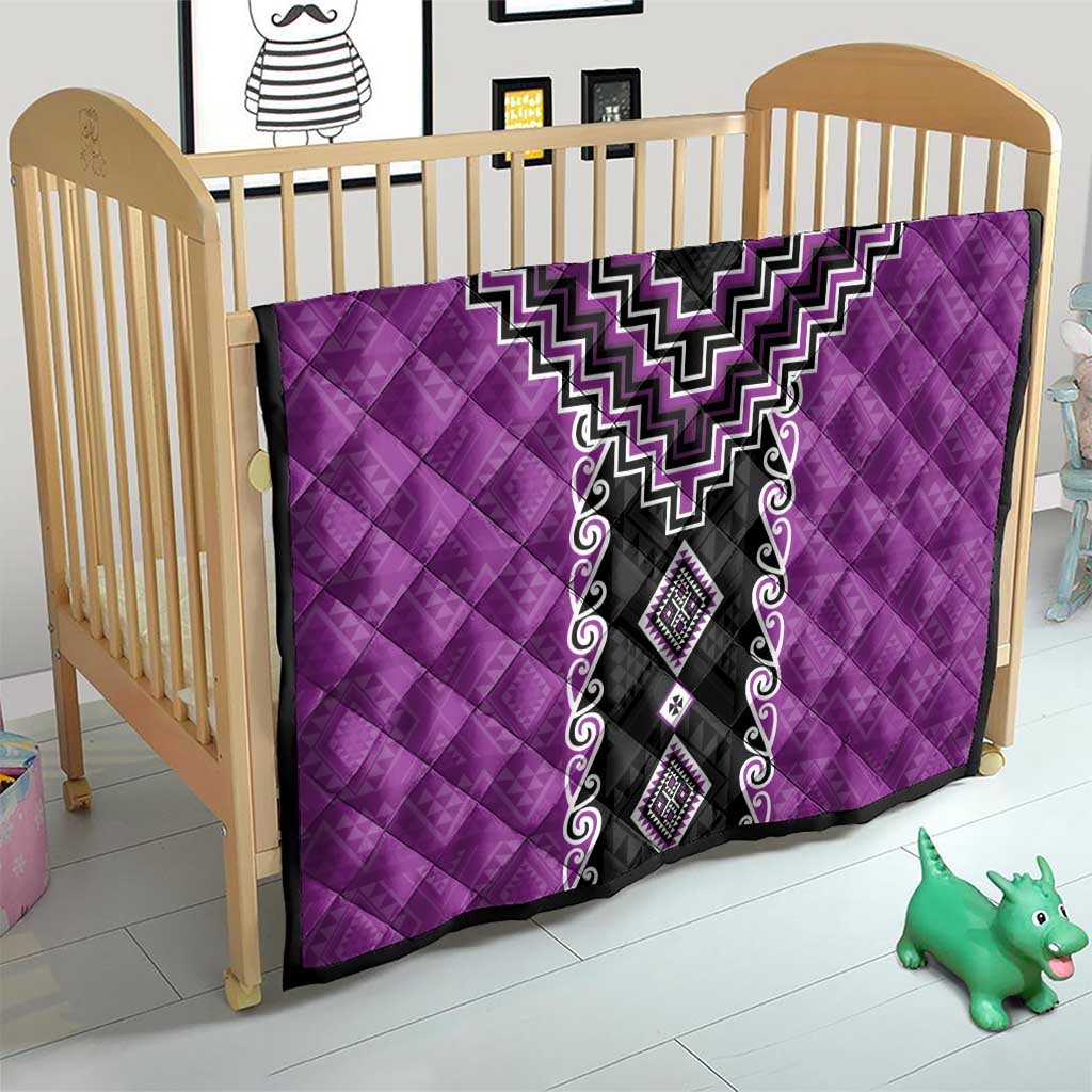 Purple Niho Taniwha Mix Poutama Quilt Unique Taniko Aotearoa LT01 - Polynesian Pride