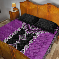 Purple Niho Taniwha Mix Poutama Quilt Bed Set Unique Taniko Aotearoa LT01 - Polynesian Pride