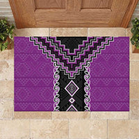 Purple Niho Taniwha Mix Poutama Rubber Doormat Unique Taniko Aotearoa LT01 Purple - Polynesian Pride