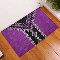 Purple Niho Taniwha Mix Poutama Rubber Doormat Unique Taniko Aotearoa LT01 - Polynesian Pride