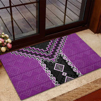 Purple Niho Taniwha Mix Poutama Rubber Doormat Unique Taniko Aotearoa LT01 - Polynesian Pride