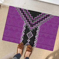 Purple Niho Taniwha Mix Poutama Rubber Doormat Unique Taniko Aotearoa LT01 - Polynesian Pride