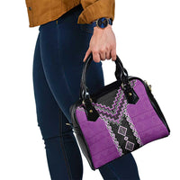 Purple Niho Taniwha Mix Poutama Shoulder Handbag Unique Taniko Aotearoa LT01 - Polynesian Pride
