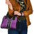 Purple Niho Taniwha Mix Poutama Shoulder Handbag Unique Taniko Aotearoa