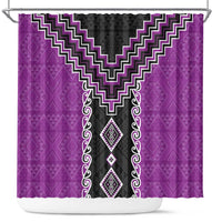 Purple Niho Taniwha Mix Poutama Shower Curtain Unique Taniko Aotearoa LT01 Purple - Polynesian Pride