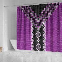 Purple Niho Taniwha Mix Poutama Shower Curtain Unique Taniko Aotearoa LT01 - Polynesian Pride