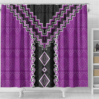 Purple Niho Taniwha Mix Poutama Shower Curtain Unique Taniko Aotearoa LT01 - Polynesian Pride