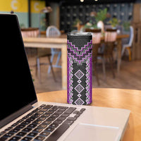 Purple Niho Taniwha Mix Poutama Skinny Tumbler Unique Taniko Aotearoa LT01 - Polynesian Pride