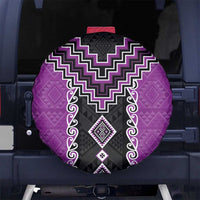Purple Niho Taniwha Mix Poutama Spare Tire Cover Unique Taniko Aotearoa LT01 No hole Purple - Polynesian Pride